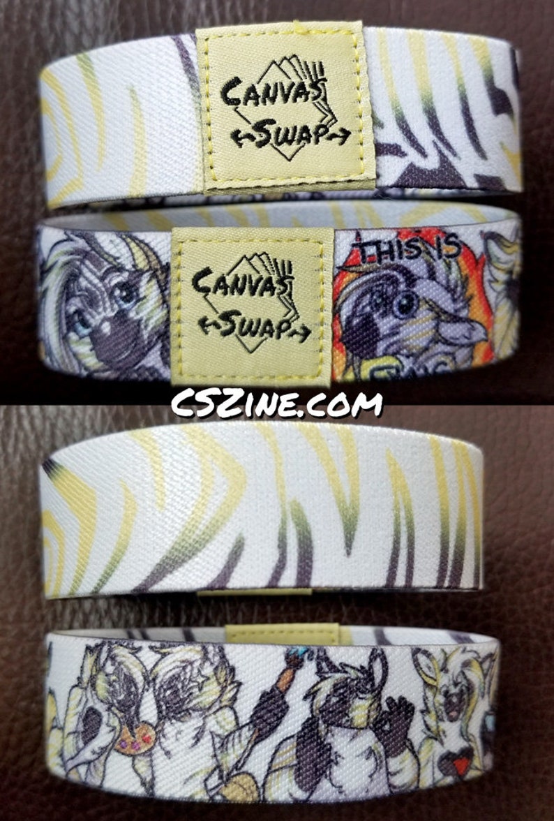 Double Sided Elastic Wristbands Cute Anthro Furry Fantasy Cartoon Character Temrin Canvas Swap Zine Zebra Sticker Emoji Emoticon Accessory image 3