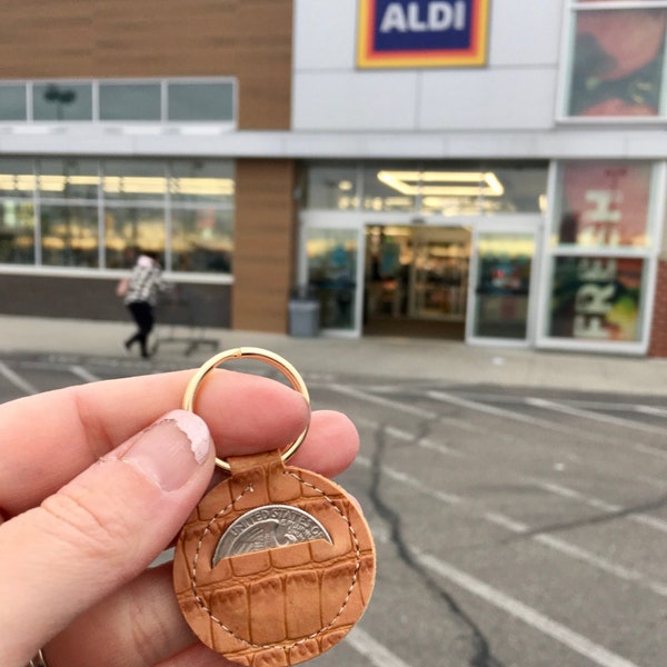 Aldi Quarter Keeper, Leather Keyfob, Leather Keychain, Simple Quarter Holder, Leather Key Ring, Quarter Holder Key Ring