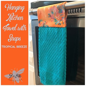 Everyday Green Snap on Hanging Kitchen Towels, Sage Green Kitchen Hand Towel  Fabric Top, Reversible Kitchen Towel Neutral Kitchen Decor, 