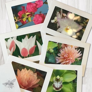 Blank Flower Photo Note Cards, Set of 6 Blank Floral Photo Note Cards with Envelopes