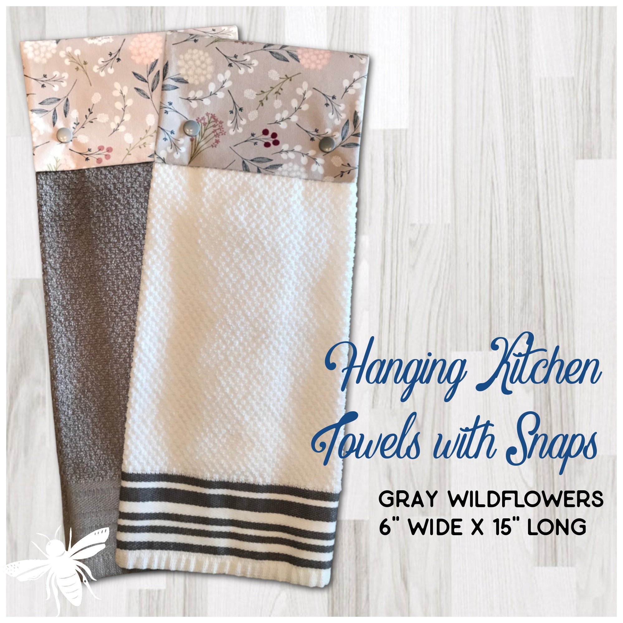 Gray Kitchen Towel, Hanging Towel, Kitchen Towel, Snap-on Hand