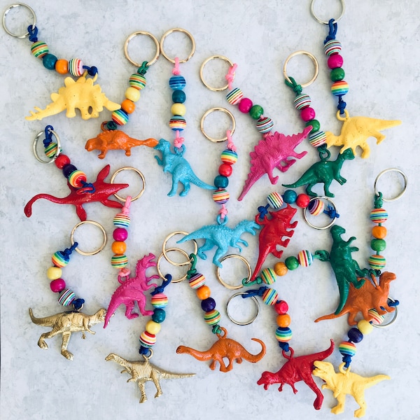 Beaded Dinosaur Backpack Zipper Pull, Kids Backpack Charm, Dinosaur Key Ring, Kids Easter Basket