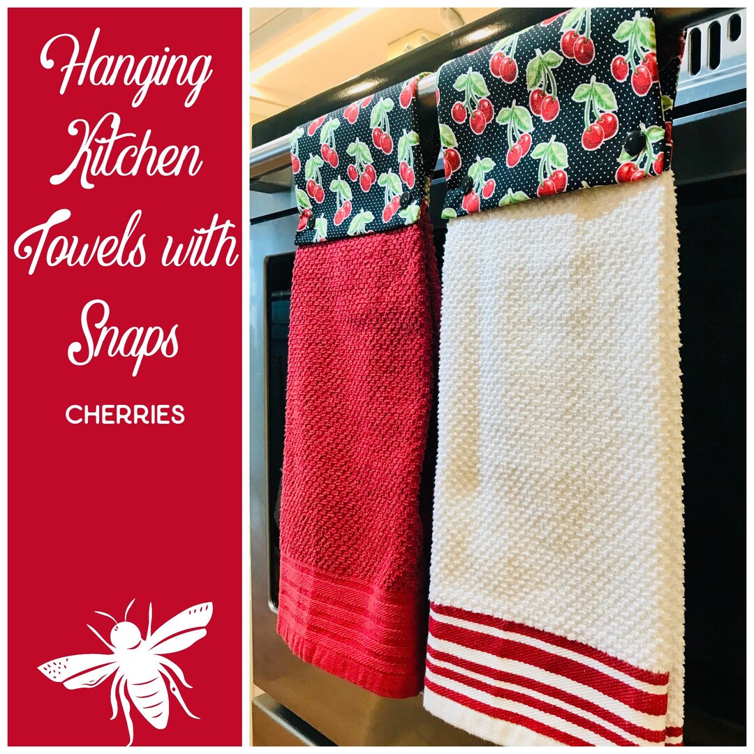 Hanging Towel Kitchen Towel Teal Kitchen Towel Snap-on Hand 