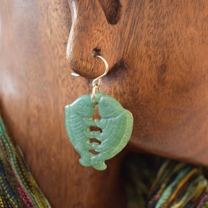 Carved aventurine dangle and drop earrings natural green aventurine & 14KT gold filled earring handmade stone earring gemstone earrings.
