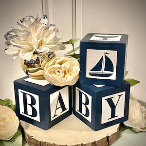 Nautical Baby Block Centerpiece