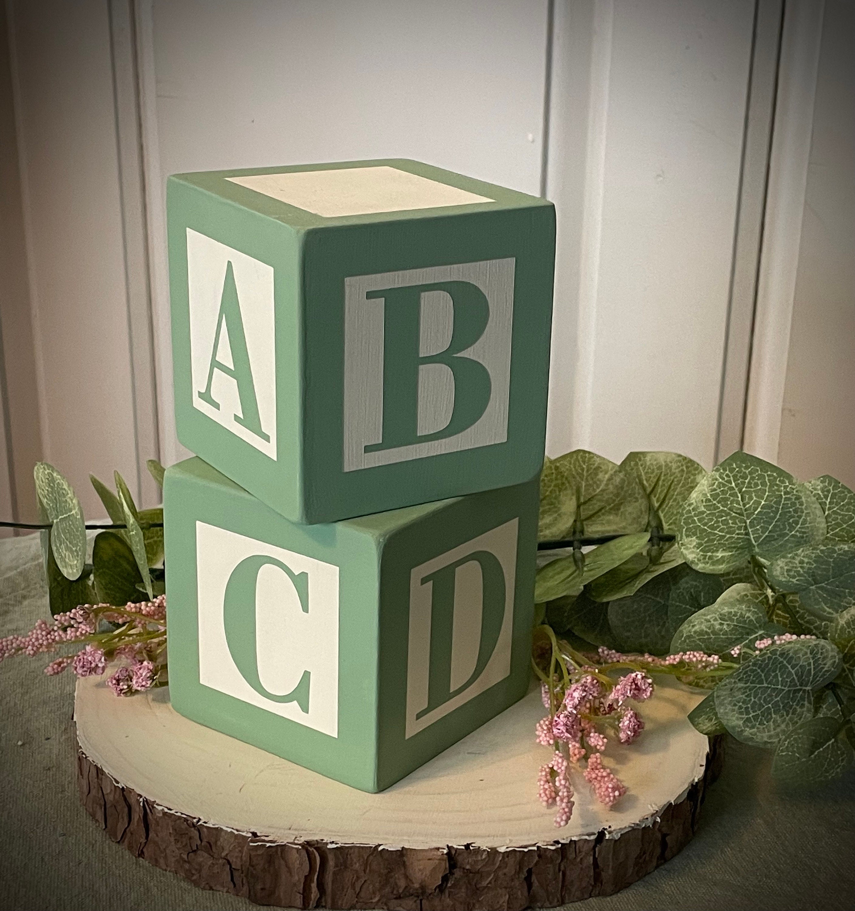 Baby Shower Block Letters, Large Wooden Alphabet Blocks, Large Wooden  Blocks, Letter Blocks, Personalized Baby Blocks, ABCD, 14 x 14