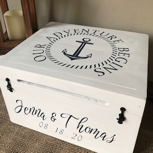 Wood /Personalized/wedding/shower/Nautical/our adventure begins/Card Box