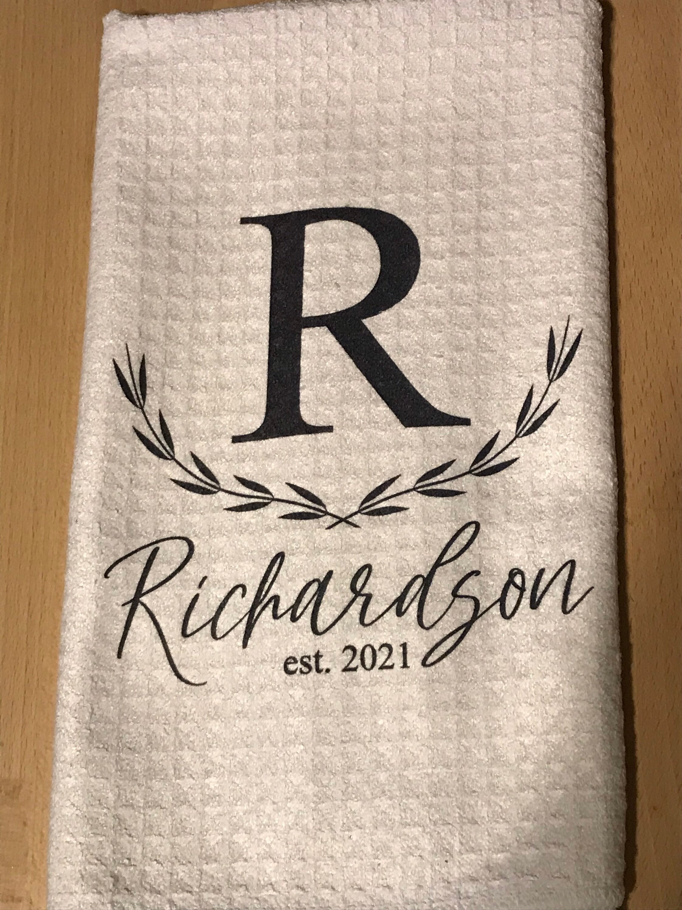 Personalized Family Name dish towel/tea towel Etsy