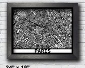 Paris, France Laser Cut Map, 3D Street Map, 24x18 Map, 18x14 Map, 14x11 Map, Map Art, City Map, Paris Map, Wall Art, Custom Map Art