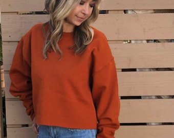 Crop Sweatshirt 14 Colors, Pumpkin Spice Custom Crop Sweatshirt, Blank Custom Crop Sweatshirt Handmade by Enigma Chic