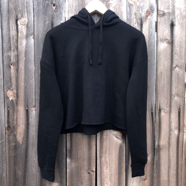Cropped Pullover Hoodie Black
