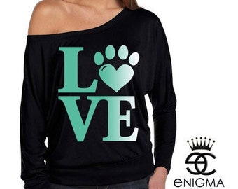 SALE Off the shoulder dog top, Gift for Dog Lovers, Cat lover gift, >*;*< Dog lover gift, Animal Lover's Gift by Enigma Chic