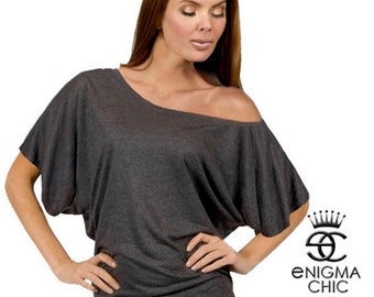 Off the shoulder Top, Slouchy Off the Shoulder Tee, Boho Top, Festival Top, Dolman Top the Enigma Chic essential.