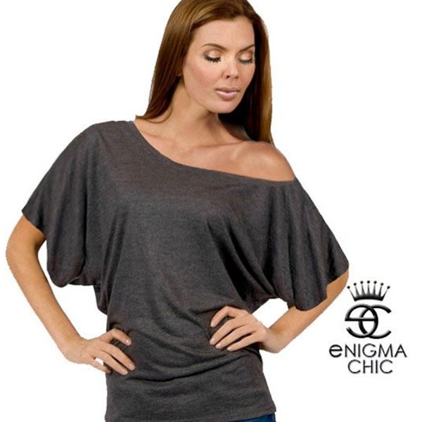 Off the shoulder Top, Slouchy Off the Shoulder Tee, Boho Top, Festival Top, Dolman Top the Enigma Chic essential.