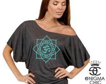 Lotus Flower Mandala Off the Shoulder Top, Dolman Off the Shoulder Top, Flower of Life Off the Shoulder Top by Enigma Chic