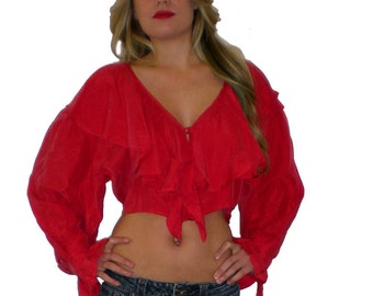 Crop Top, Long Sleeve Crop Top, Festival Crop Top by enigma chic