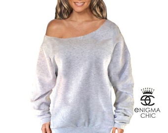 Sudadera con hombros descubiertos hecha a mano en 14 colores por enigma chic