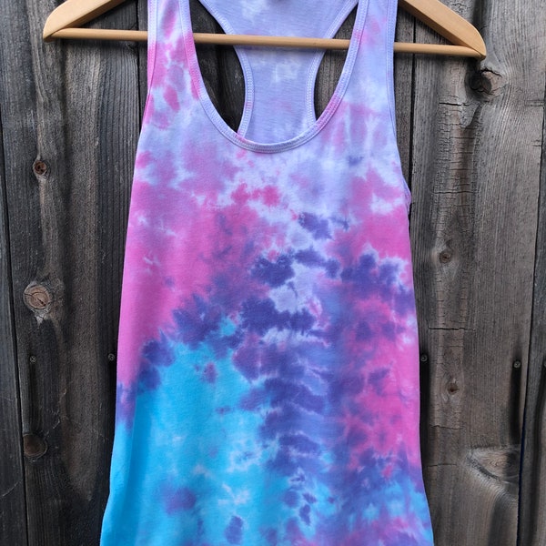 Pink, Purple, Aqua Tie Dye Tank Top, Tie Dye Tank Top, One of a Kind Tank Top, Blue Racerback Tank Top by Enigma Chic