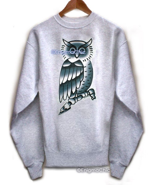 SALE OWL Sweatshirt */* , Owl Tattoo Sweatshirt by Enigma Chic