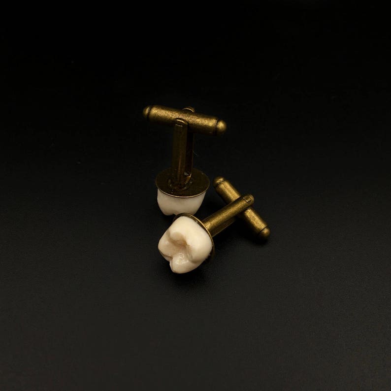 HUMAN TOOTH CUFFLINKS gemelli dente gemelli ossa gift for him teeth replica macabre taxidermy oddities molar gothic jewelry