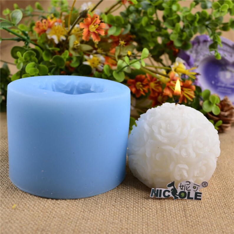 3D Rose Floral Ball Soap Mold Flexible Silicone Mold Soap Etsy