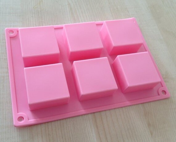 6-cavity Square Floral Cake Mold Flexible Silicone Soap Mold For Handmade Soap Candle Candy