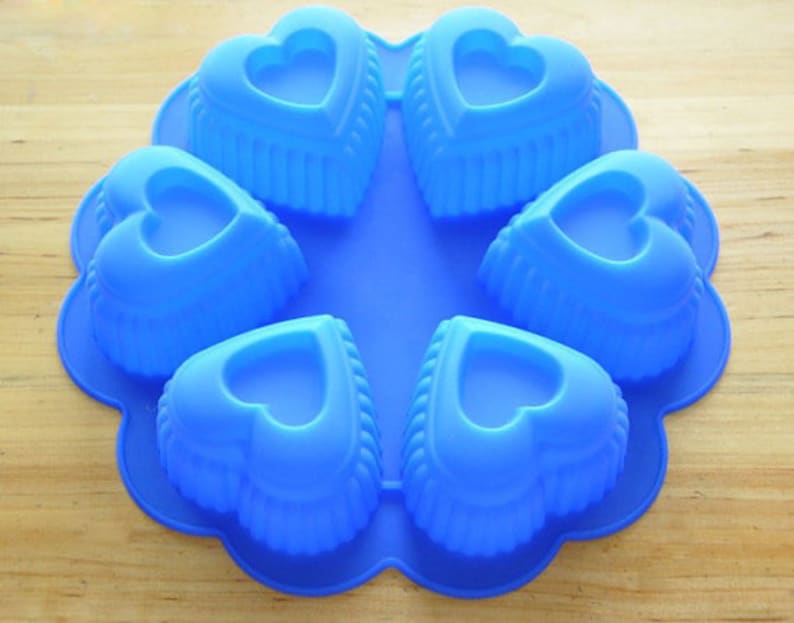 6cavity Heart Shape Cake Mold Flexible Silicone Choclate Mold Etsy