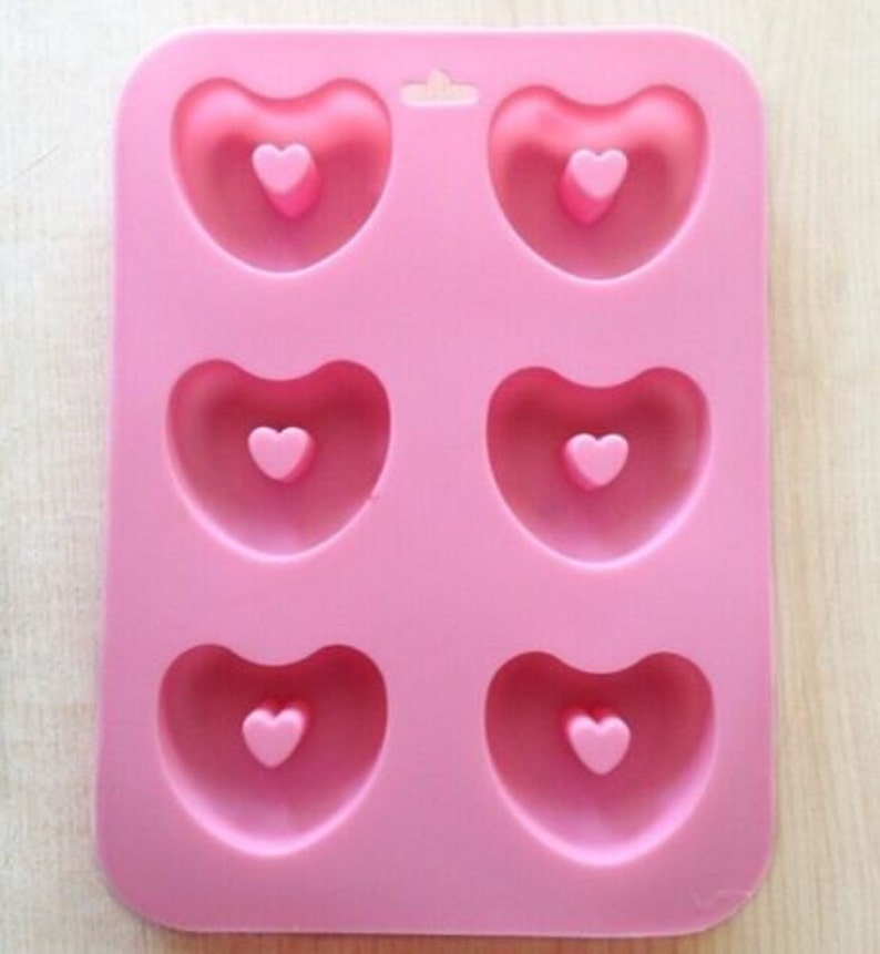 6cavity Heart Shape Cake Mold Flexible Silicone Choclate Mold Etsy