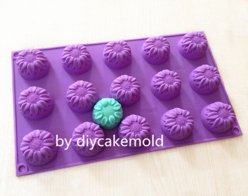 15cavity Sunflower Cake Mold Flexible Silicone Choclate Mold Etsy