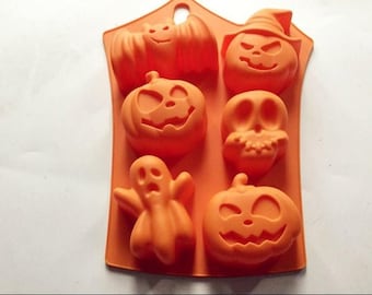 Halloween Costume Pumpkins Ghosts Bats Bath Bombs Day of The Dead Soaps Pirate Party Cakes Skulls Crossbones Silicone Halloween Soap Molds Random Colors Bundle