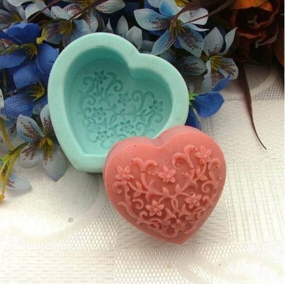 Heartshaped Flower Soap Mold Flexible Silicone Mold For Etsy
