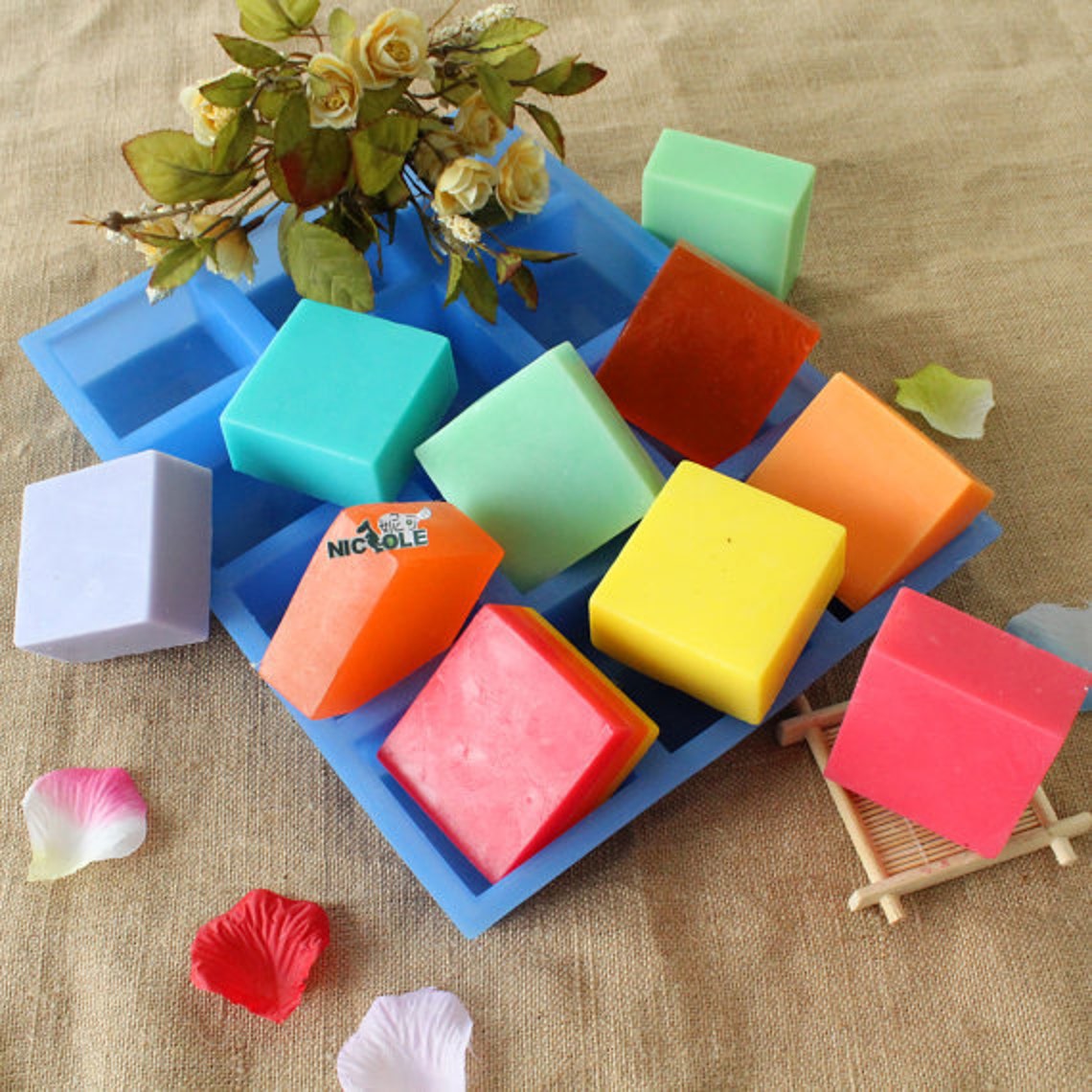12cavity Square Cake Mold Soap Mold Flexible Silicone Mold Etsy