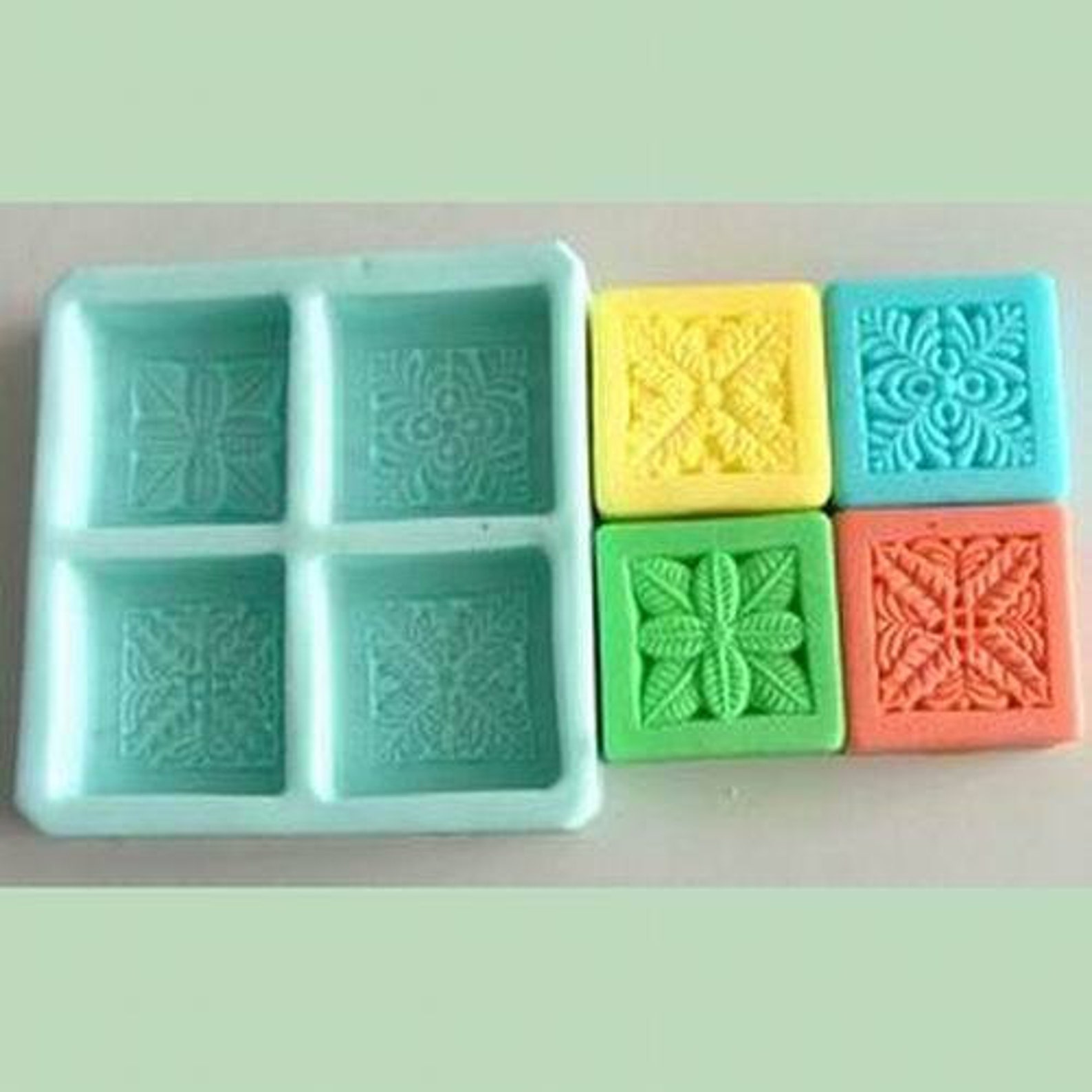 4cavity Floral Soap Mold Flexible Silicone Mold for Handmade Etsy