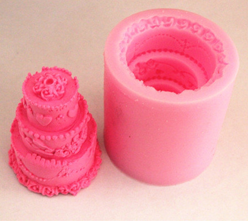 3D Birthday Cake Candle Mold Soap Mold Flexible Silicone Mold Etsy