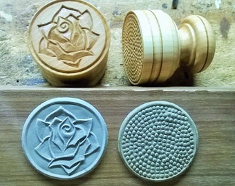 CORZETTI PASTA Stamp = 1 Handle + 1 "Rose " Stamp handturned, handcarved, in Maple Chiantishire, only my hands & gouges