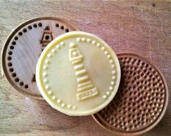 Corzetti "lighthouse" Stamp for seafood pasta, chianti Maple, handcarved, handturned