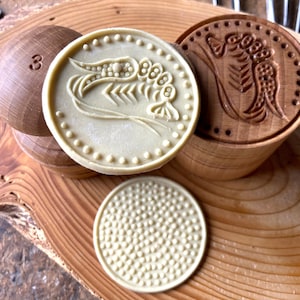Corzetti &quot;shrimp&quot; Stamp for seafood pasta, chianti Maple, handcarved, italian gift