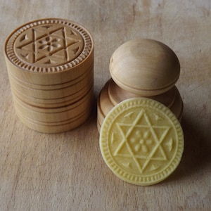 CORZETTI PASTA Stamp = 1 Handle + 1&quot;Six-Pointed Star&quot; Stamp handturned handcarved in Maple Chiantishire, only my hands & gouges italian gift
