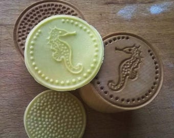 Sello Corzetti "Caballito de mar" para pasta con mariscos, arce Chianti, tallado y torneado a mano, regalo italiano.