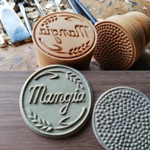 MANGIA Corzetti Pasta Stamp, Handturned, handcarved in Tuscan Beech wood from Casentino area, Florence, Tuscany, Italy