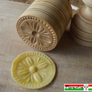 CORZETTI PASTA Stamp = 1 Handle + 1"Renaissance Genoese Cross" Stamp handcarved, in Maple Chiantishire, only my hands & gouges, gift