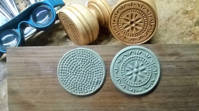 in Maple Chiantishire only my hands /& gouges 1Florentine Motif Stamp handturned handcarved CORZETTI PASTA Stamp = 1 Handle
