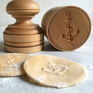 CORZETTI PASTA Stamp = 1 Handle + 1"Renaissance Anchor" Stamp handturned, handcarved, in Maple Chiantishire, only my hands & gouges