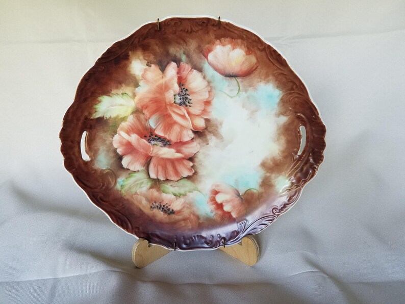 Hand Painted Rare Poppy Decorative Plate