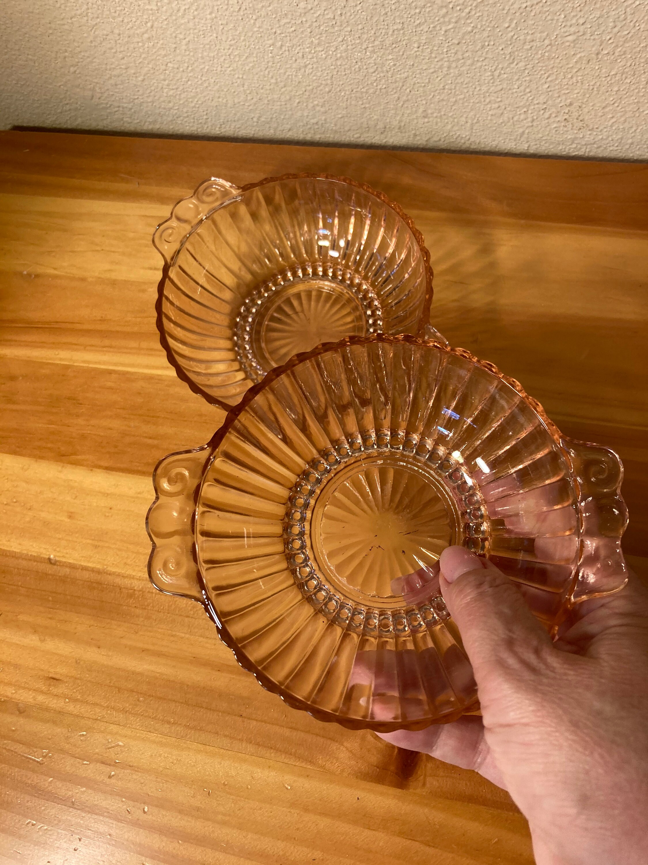 Depression Glass Dessert Bowls Set Pink Vintage Etsy