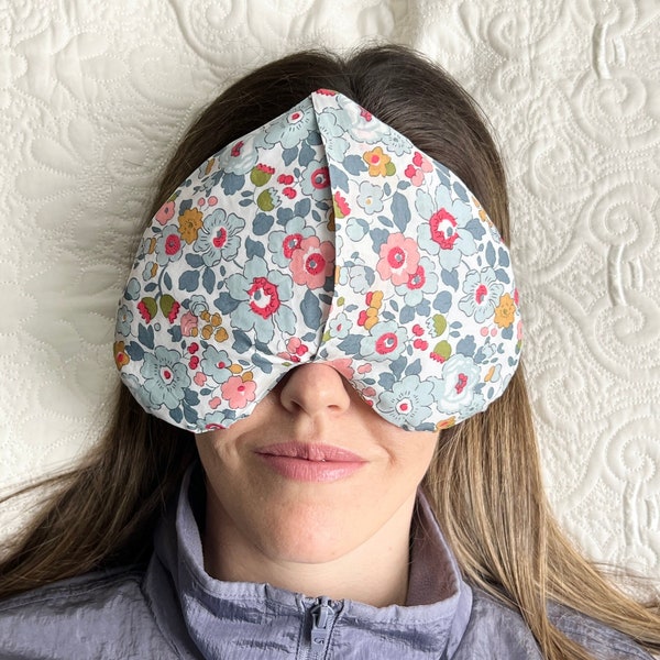 WASHABLE weighted eye pillow, Liberty of London floral, headache relief, heart shape, Lavender or Unscented, blocks light, removable cover