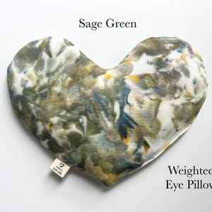 HEART eye pillow, weighted face mask, cold hot pack, aromatherapy, spa self care gift Sage Green