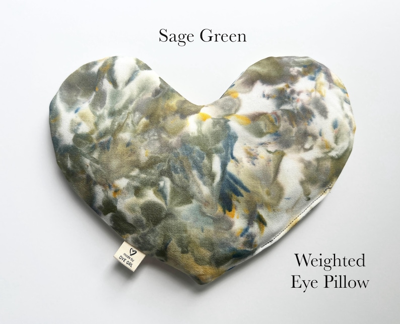 HEART eye pillow, weighted face mask, cold hot pack, aromatherapy, spa self care gift Sage Green