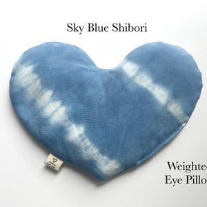 HEART eye pillow, weighted face mask, cold hot pack, aromatherapy, spa self care gift Sky Blue Shibori