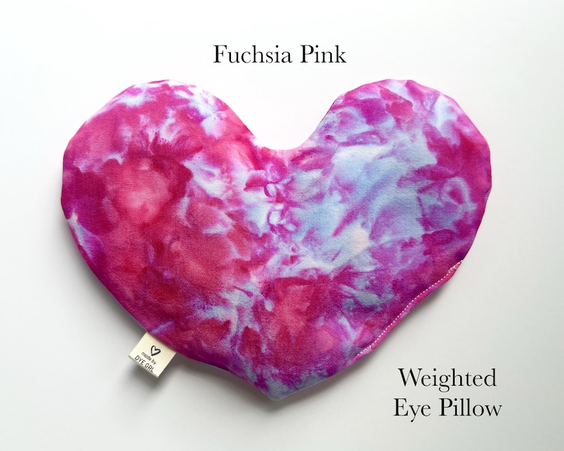 HEART eye pillow, weighted face mask, cold hot pack, aromatherapy, spa self care gift Fuchsia